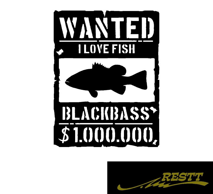 楽天市場 ウォンテッド ブラックバス シルエット ロゴ カッティングステッカー 中サイズ Restt 楽天市場店