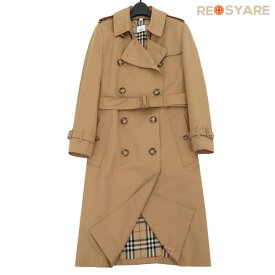 BURBERRY バーバリー ロゴ グラフィック コットン ギャバジン トレンチ コート IT38 ティッシ期 イングランド ロング丈 ガーメント付 47257 【中古】