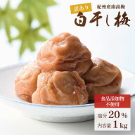 【20日20時〜ポイント5倍】梅干し 白干し梅 紀州南高梅 無添加 1kg 大粒 訳あり品 つぶれ梅