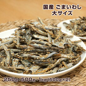 【20日はポイント5倍】ごまいわし 大サイズ 250g/500g/1kg（500g×2袋） 国産 煮干し 小魚 おやつ おつまみ お菓子 味楽堂