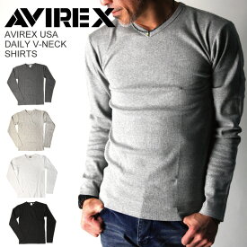 ★ポイント10倍★【送料無料】AVIREX(アビレックス) アヴィレックス Vネック ロングTシャツ カットソー Tシャツ ロンT デイリーシリーズ メンズ レディース【クーポン対象外商品】