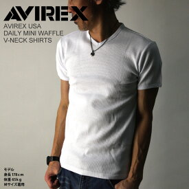 ★ポイント10倍★【送料無料】AVIREX/アビレックス/avirex/アヴィレックス・ミニワッフル Vネック Tシャツ カットソー Tシャツ【クーポン対象外商品】【父の日 プレゼント】