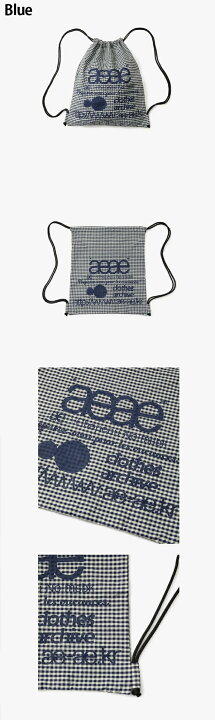 新品】aeae ナップサック チェック ブルー ジムサック 楽天市場 