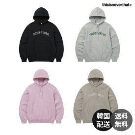 【韓国】thisisneverthat Arch-Logo Hoodie ディスイズネバーザット アーチロゴ パーカー フーディー Stone Beige Plum Heather Grey Black ストーンベージュ プラム ヘザーグレー ブラック 韓国ブランド ストリート【thisisneverthat】