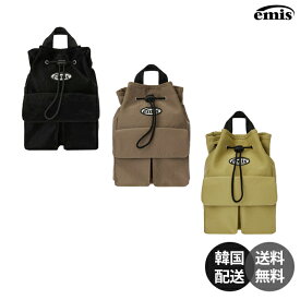 【韓国】EMIS イミス MINI BACKPACK ミニバックパック リュック ミニリュック ワッペンロゴ ポケット付き リニューアルモデル 韓国ブランド 韓国ファッション ストリート 芸能人愛用 人気 正規品【emis】