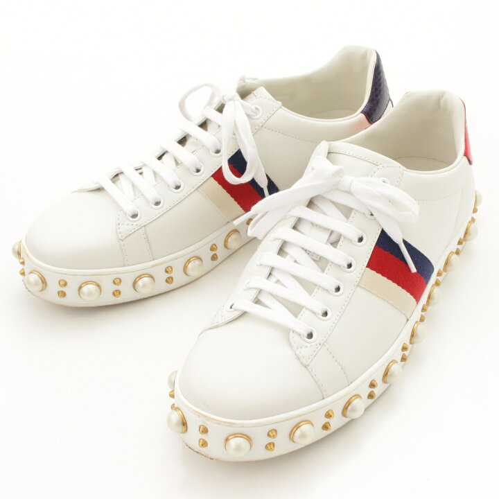 楽天市場】【グッチ】Gucci 18AW エース パール スタッズ ローカット 