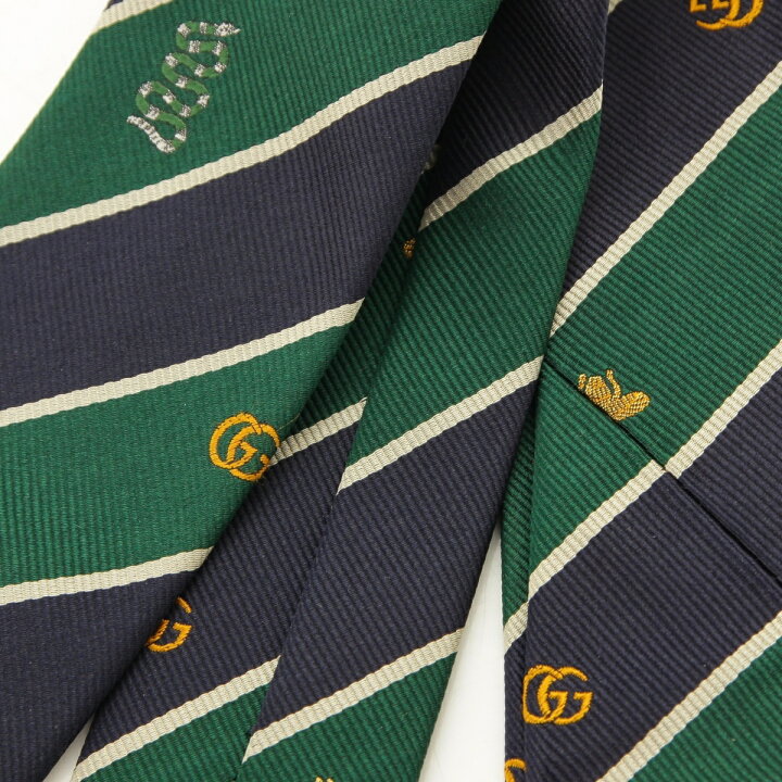 楽天市場】【グッチ】Gucci スネーク ビー モチーフ レジメンタルタイ  