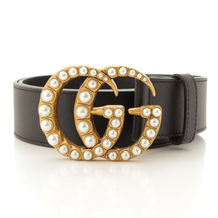 楽天市場】【グッチ】Gucci パール ダブルG バックル レザー 