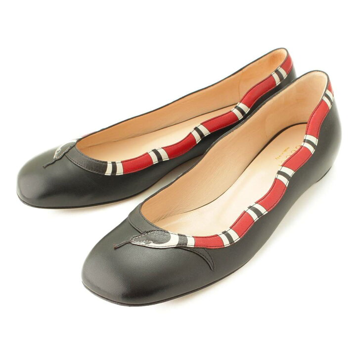 楽天市場】【グッチ】Gucci レザー スネーク フラット バレエシューズ 
