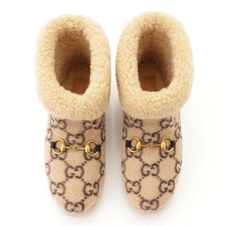 楽天市場】【グッチ】Gucci ホースビット ムートン ショートブーツ GG  