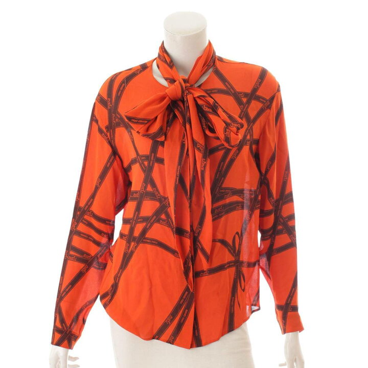 楽天市場】【エルメス】Hermes シルク ボウタイ付き ブラウス 
