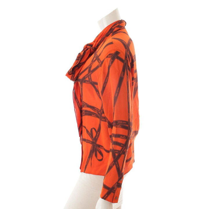 楽天市場】【エルメス】Hermes シルク ボウタイ付き ブラウス 