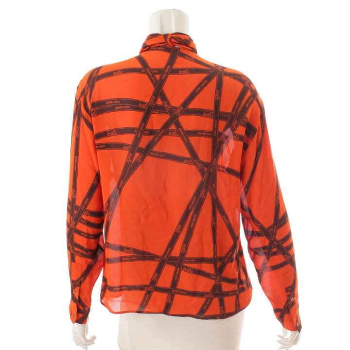 楽天市場】【エルメス】Hermes シルク ボウタイ付き ブラウス 
