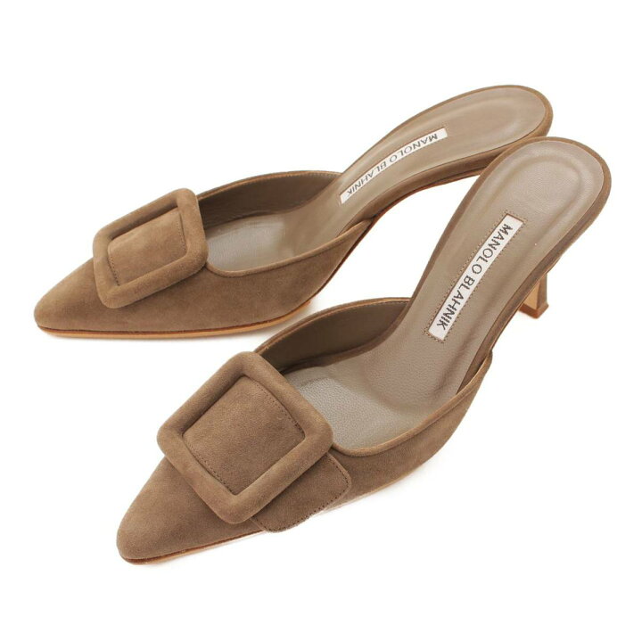 新品未使用！MANOLO BLAHNIK 茶レザー ミュール 保存袋付き（楽天市場 