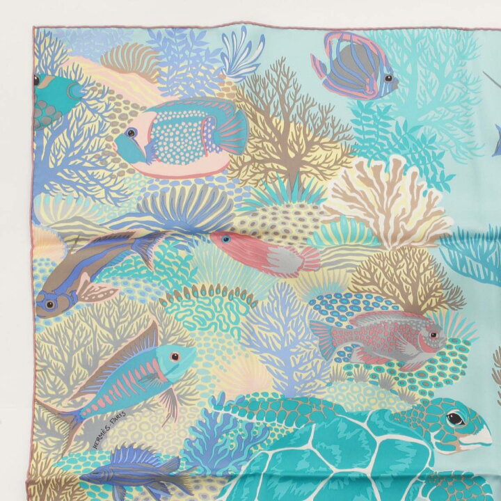 楽天市場】【エルメス】Hermes カレ90 シルクスカーフ UNDER THE WAVES 