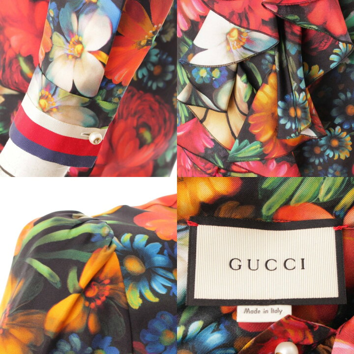 楽天市場】【グッチ】Gucci ボウタイ シルク ワンピース 花柄 フラワー 