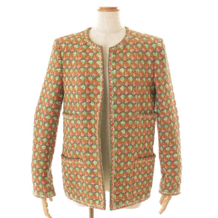 楽天市場】【シャネル】Chanel 02P ツイード ノーカラー ジャケット  