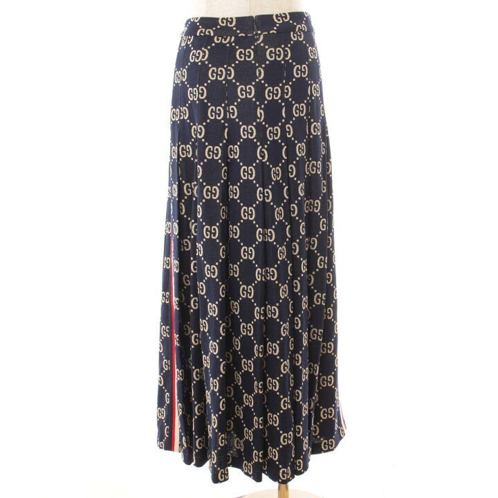 グッチ GUCCI GG総柄ニットスカート 713301 ネイビー ウール スカート  