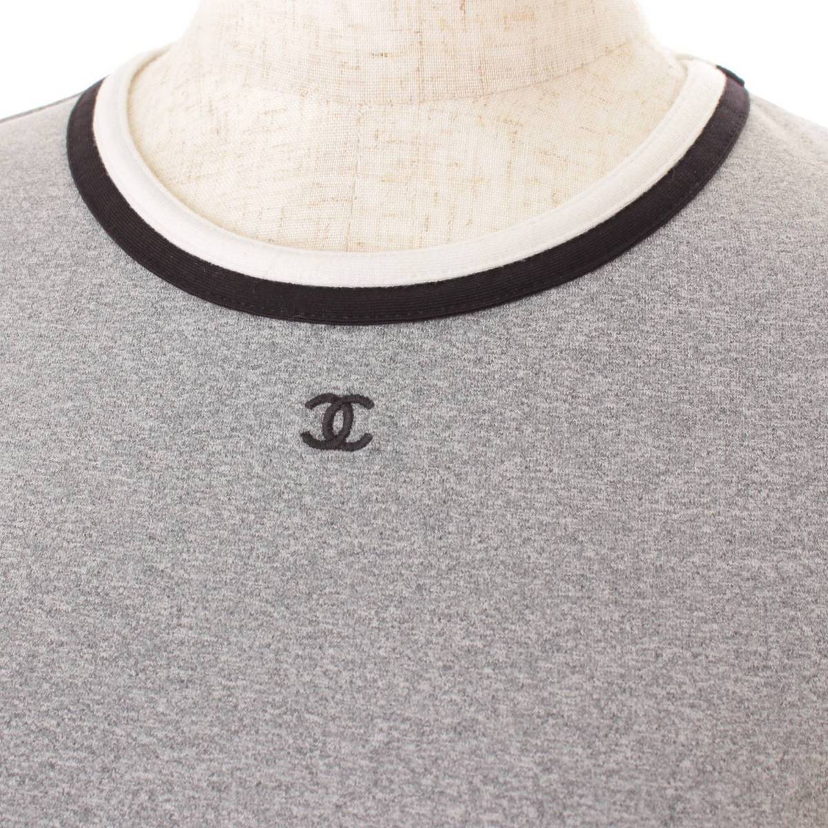 【シャネル】Chanel　ココマーク クルーネック トップス Tシャツ カットソー グレー 【中古】【鑑定済・正規品保証】160467 | retro