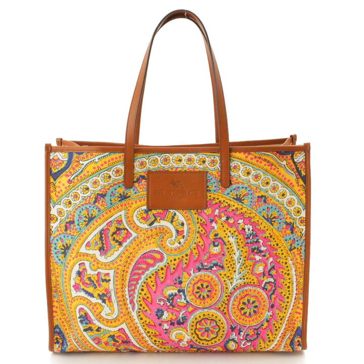 楽天市場】【エトロ】Etro 22年 ペイズリー コットン×レザー トート 
