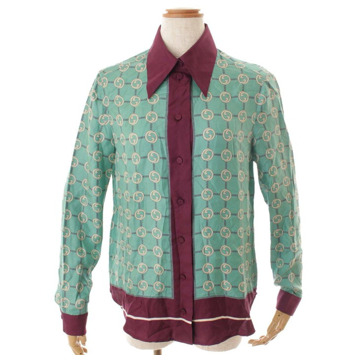 楽天市場】【グッチ】Gucci インターロッキング シルク シャツブラウス 