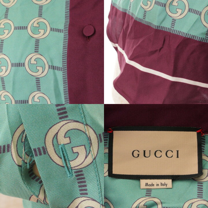 楽天市場】【グッチ】Gucci インターロッキング シルク シャツブラウス 
