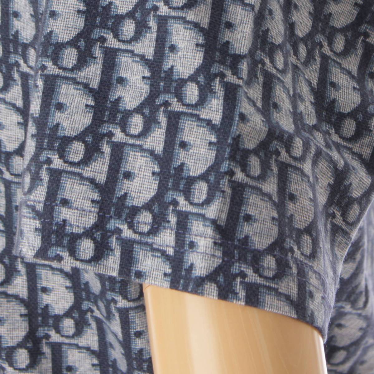 【クリスチャン ディオール】Christian Dior　オブリーク トロッター クルーネック コットン 半袖 Tシャツ カットソー ブルー 38  【中古】【鑑定済・正規品保証】169119 | retro
