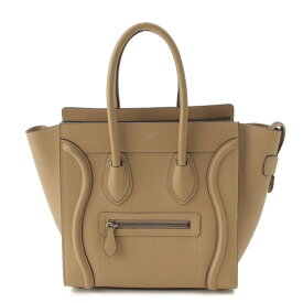 【セリーヌ】Celine　ラゲージ マイクロショッパー ドラムドカーフ ハンドバッグ 167793DRU.03UN デュンヌ 【中古】【鑑定済・正規品保証】183711