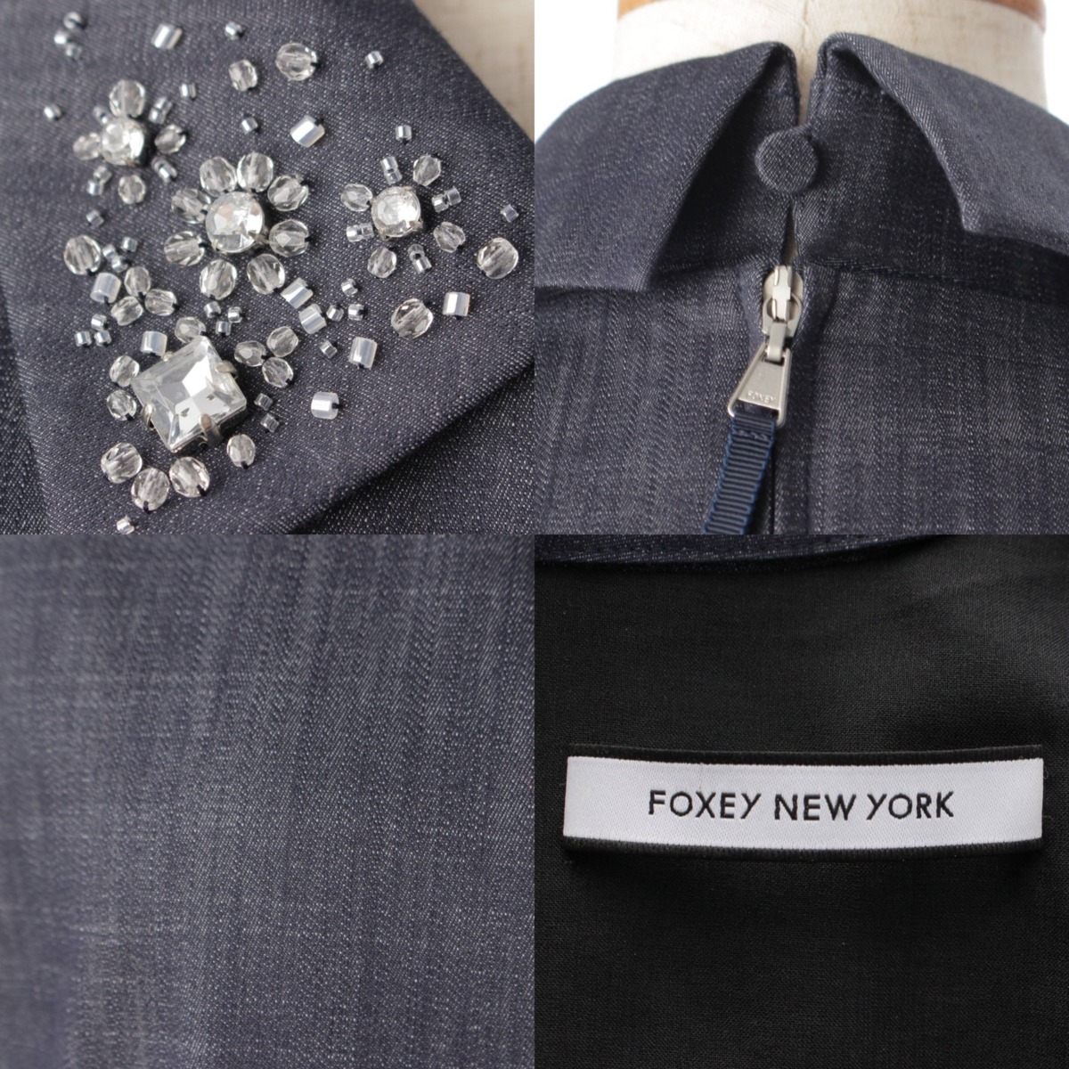 FOXEY NEW YORK ワンピース パレーブルボン 襟付き ブラック 40-