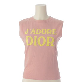 【ディオール】DIOR　ガリアーノ期 J'ADORE DIOR ロゴ コットン ノースリーブ 2E12155300 ピンク 38 【中古】【鑑定済・正規品保証】185606