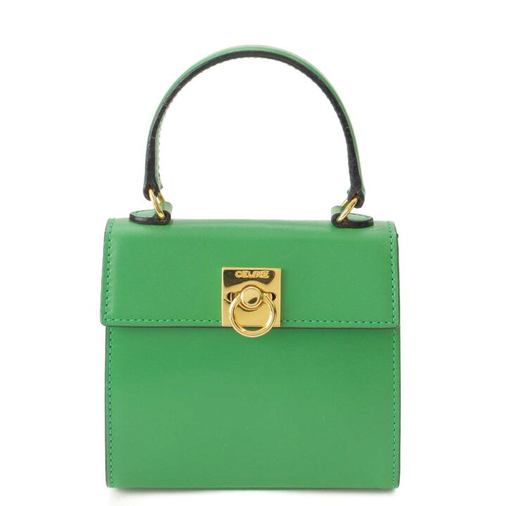 CELINE セリーヌ レザーハンドバッグ グリーン （楽天市場】【セリーヌ  