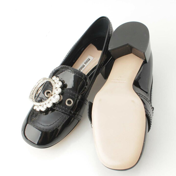 楽天市場】【ミュウミュウ】Miu Miu ビジューバックル パテントレザー 