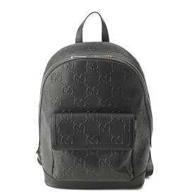 【グッチ】Gucci　GGエンボス レザー バックパック リュック バッグ 658579 ブラック 【中古】【鑑定済・正規品保証】194359