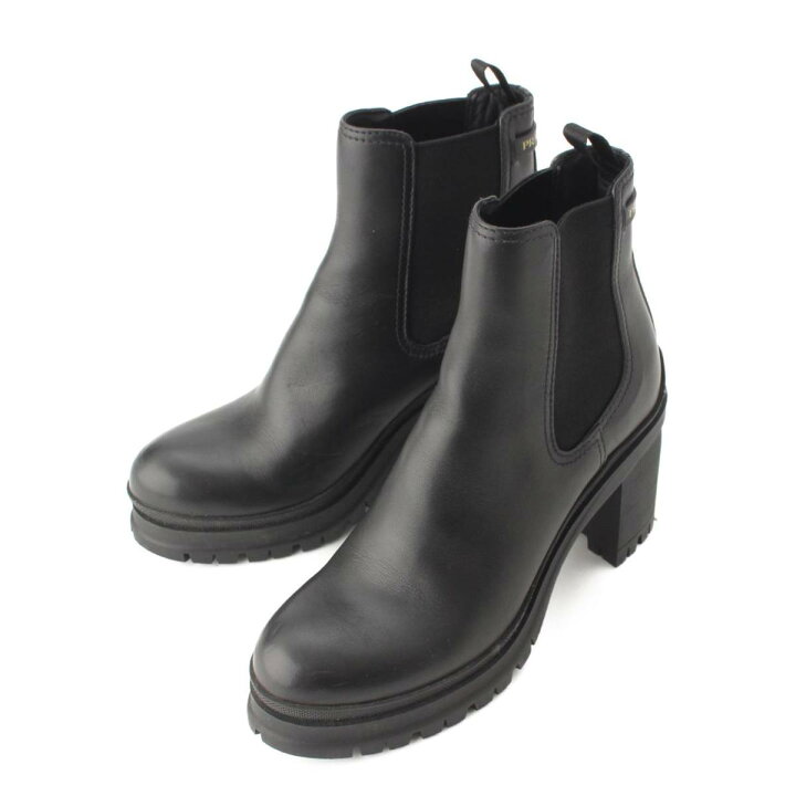楽天市場】【プラダ】Prada バックロゴ サイドゴア レザー アンクル 