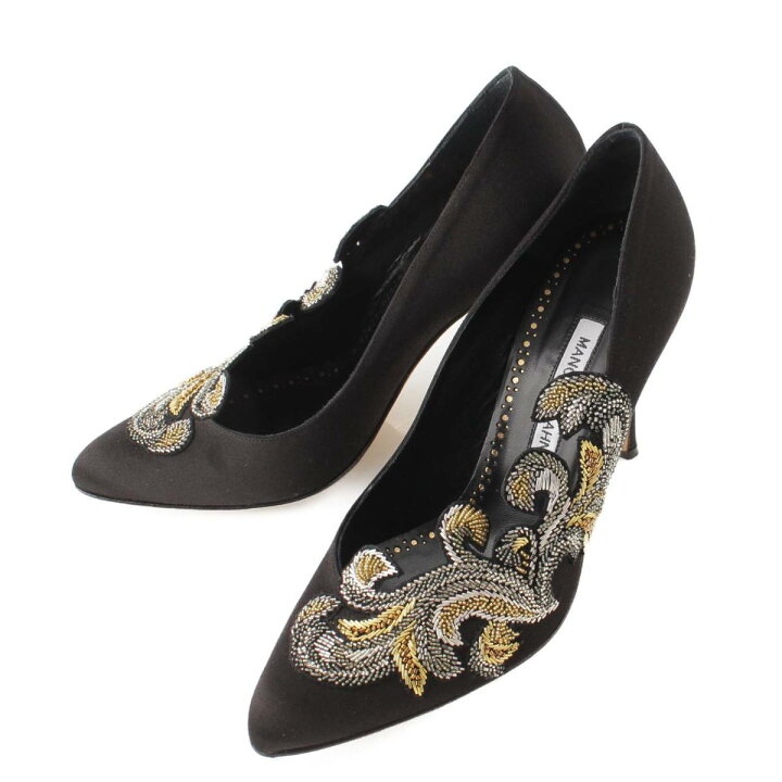 楽天市場】【マノロブラニク】Manolo Blahnik ビーズ装飾 刺繍 サテン 