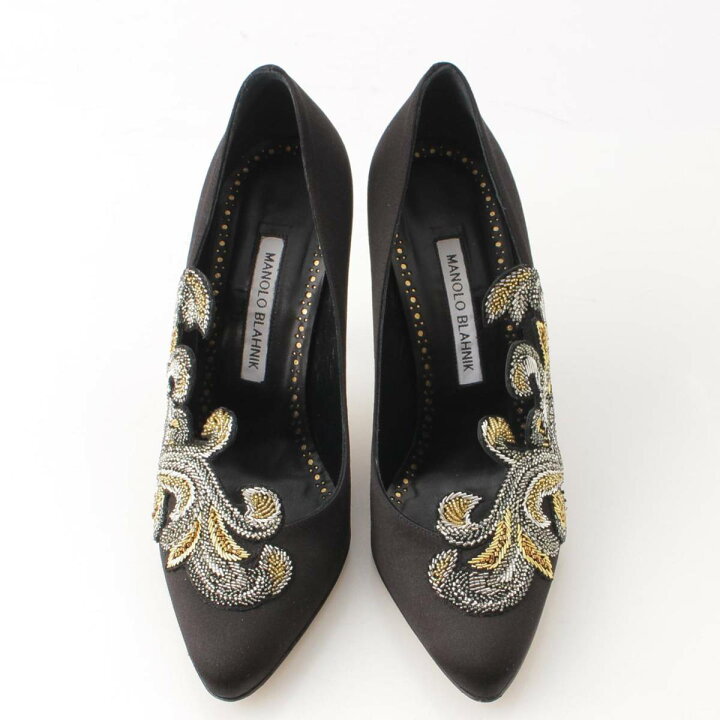 楽天市場】【マノロブラニク】Manolo Blahnik ビーズ装飾 刺繍 サテン 