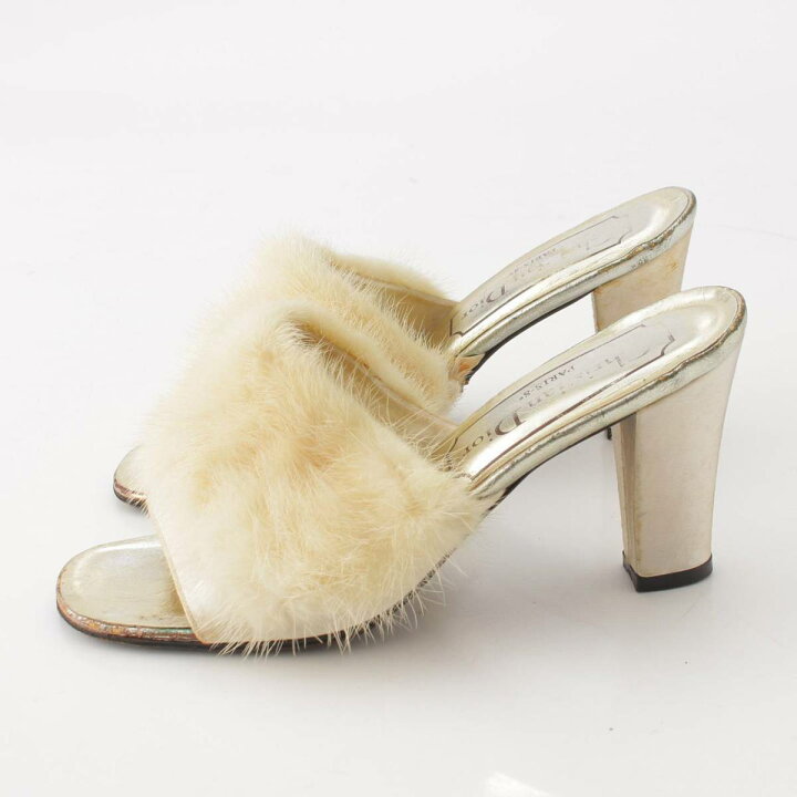 楽天市場】【ディオール】DIOR ミンクファー レザー ヒール サンダル  