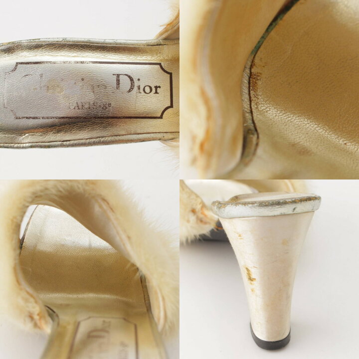 楽天市場】【ディオール】DIOR ミンクファー レザー ヒール サンダル 
