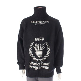 【バレンシアガ】Balenciaga　メンズ 18年 WFP ロゴ タートルネック ウール ニット セーター 542703 ブラック XS 【中古】【鑑定済・正規品保証】199700