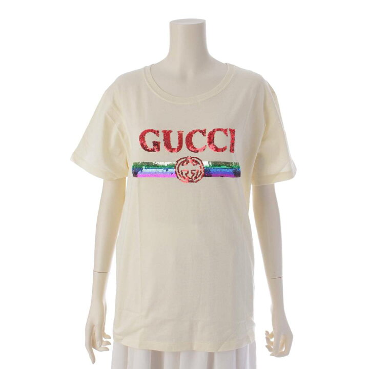 楽天市場】【グッチ】Gucci スパンコール ロゴ 半袖 コットン Tシャツ  