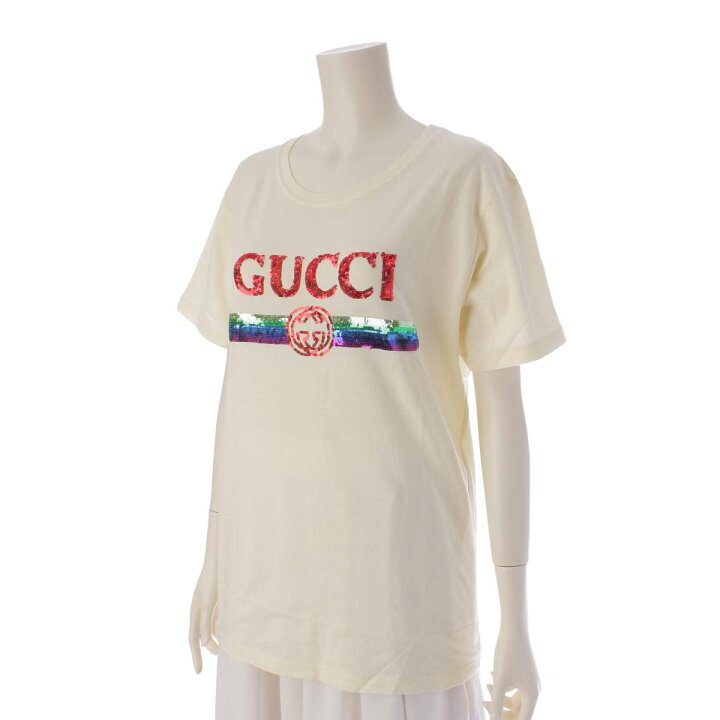 楽天市場】【グッチ】Gucci スパンコール ロゴ 半袖 コットン Tシャツ  