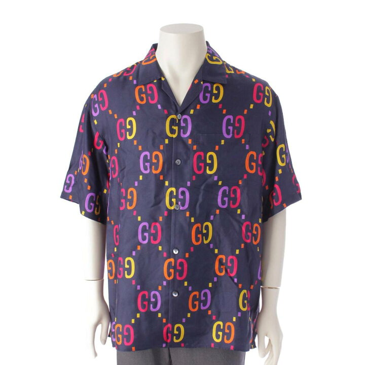 楽天市場】【グッチ】Gucci メンズ GGプリント シルク 半袖 シャツ 