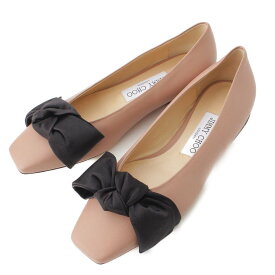 【ジミーチュウ】Jimmy Choo　BERTELLE リボン レザー フラット パンプス シューズ ピンク 35 1/2 未使用【中古】【鑑定済・正規品保証】200280