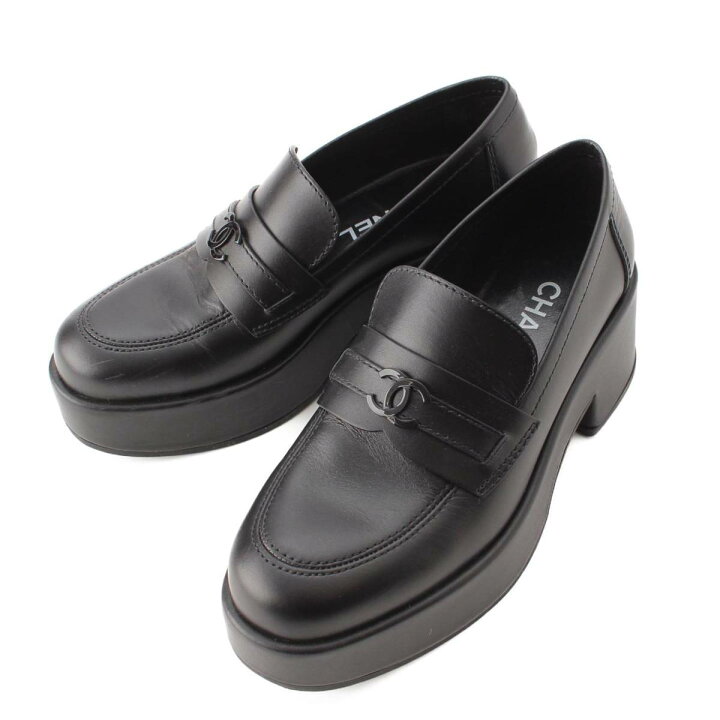 楽天市場】【シャネル】Chanel 22B ココマーク レザー 厚底 ローファー  