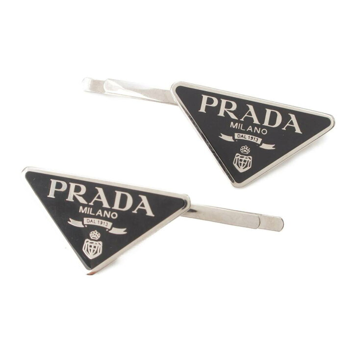 楽天市場】【プラダ】Prada メタル トライアングルロゴ ヘアピン ヘア 