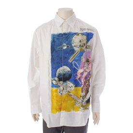 【ヴァレンティノ】Valentino　20SS メンズ スペースランド 宇宙 プリント シャツ 長袖 TV3ABA955WP ホワイト 38 【中古】【鑑定済・正規品保証】202914