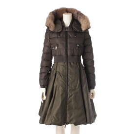 【モンクレール】Moncler　15年 SULLY シェリー ファー フード ダウンコート アウター 49824 カーキ 0 【中古】【鑑定済・正規品保証】203585