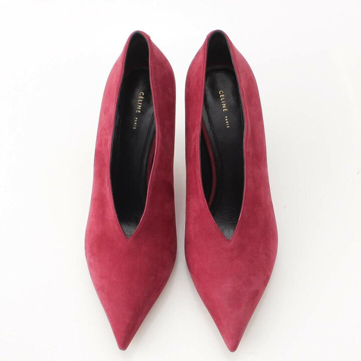 新品未使用 CELINE 壊せ Vカット ポインテッドトゥ スエード パンプス