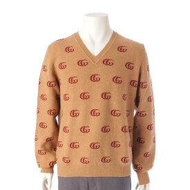 【グッチ】Gucci　メンズ GGインターロッキング Vネック ニット セーター 645292 ブラウン L 【中古】【鑑定済・正規品保証】203172