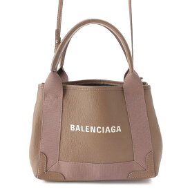 【バレンシアガ】Balenciaga　ネイビーカバスXS ロゴ レザー 2way ショルダー ハンドバッグ 390346 ベージュ 【中古】【鑑定済・正規品保証】205210